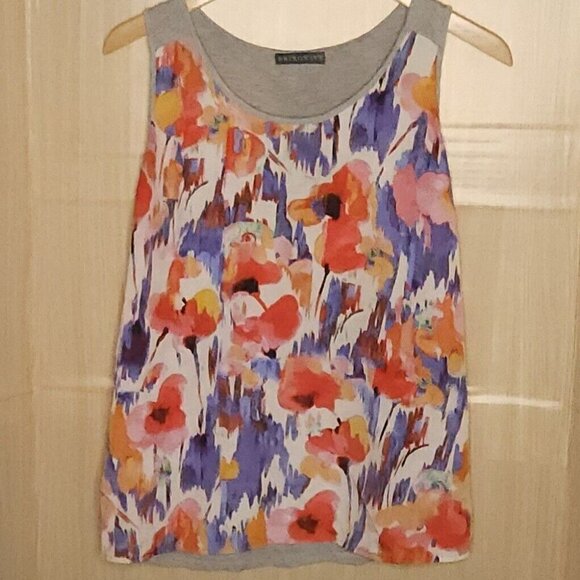Brixon Ivy Mixed Material Silky Watercolor Knit Back Tank Top Medium - Picture 1 of 5